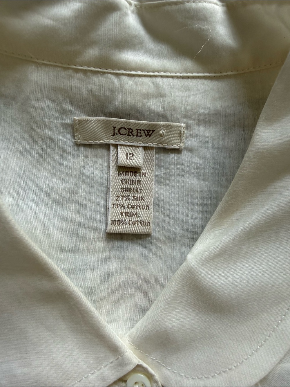 J.Crew Cream Button-Front Ruffle Blouse - Picture 3 of 6